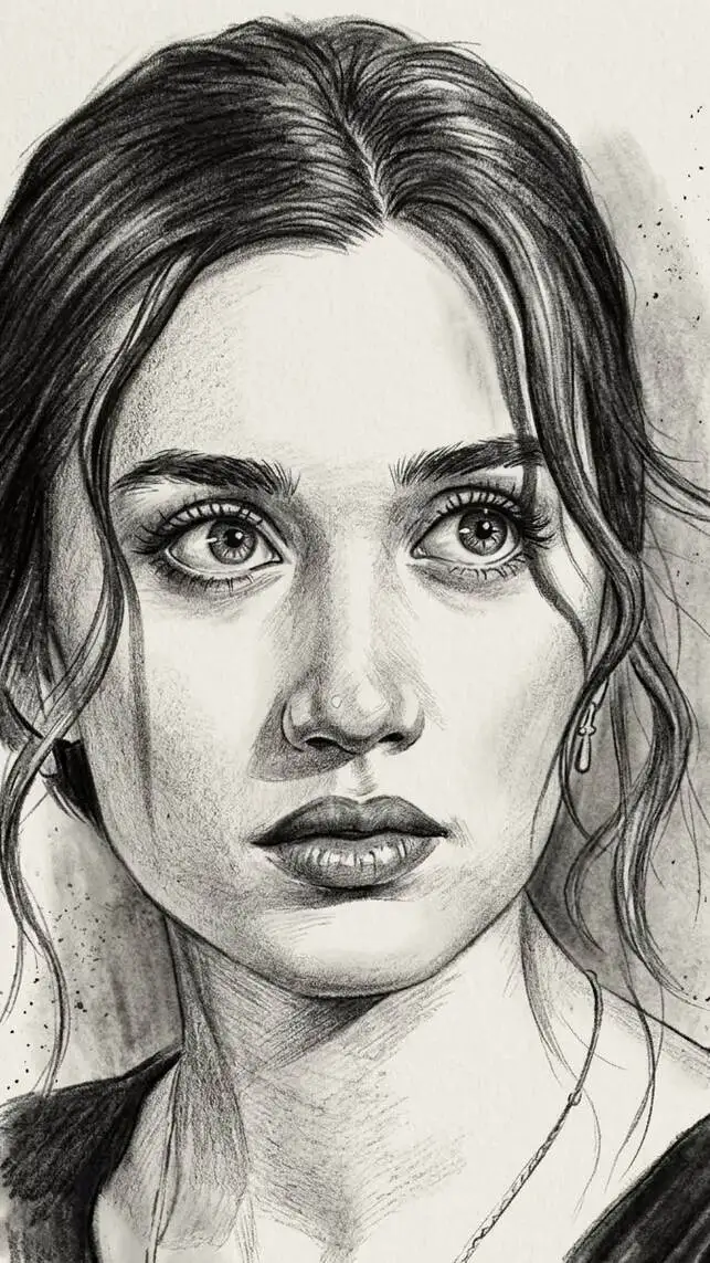 Realistic portrait drawing by beginner student Priya
