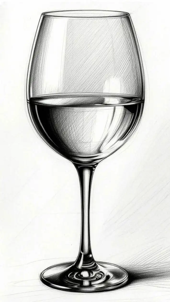 Glass still life shading drawing by student Ananya